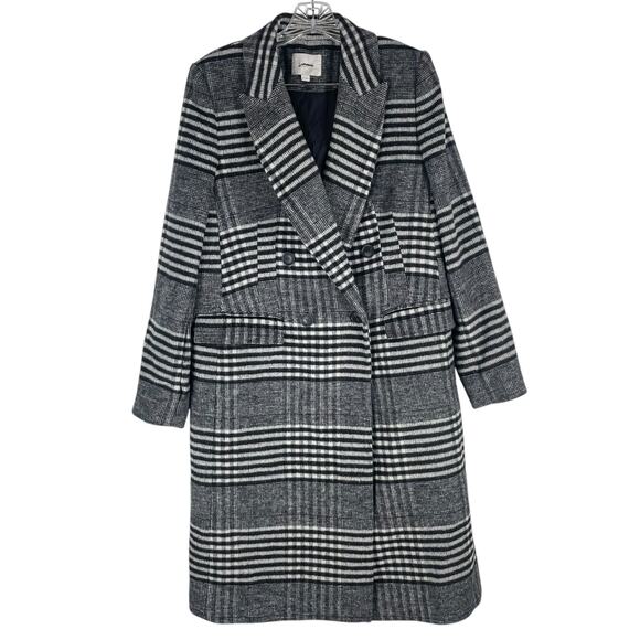 Ann Taylor LOFT Plaid Wool Double Breasted Coat Black White Size M - Picture 4 of 12